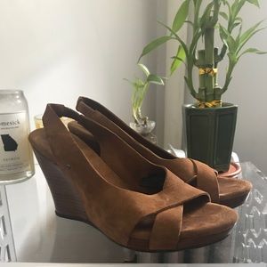 Ugg light brown/tan suede wedge sandals